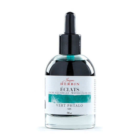 J Herbin Eclats Dye-Based Watercolor Ink - Vert Phtalo, 50 ml.