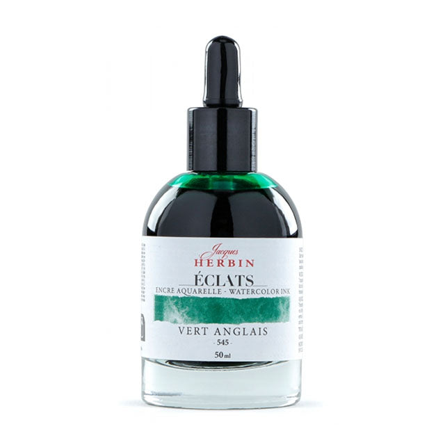 J Herbin Eclats Dye-Based Watercolor Ink - Vert Anglais, 50 ml.