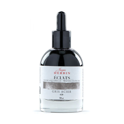 J Herbin Eclats Dye-Based Watercolor Ink - Gris Acier, 50 ml.