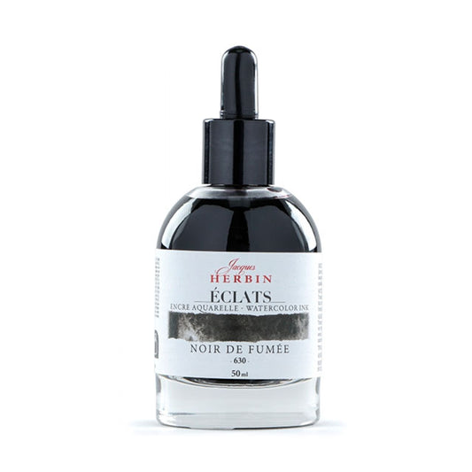 J Herbin Eclats Dye-Based Watercolor Ink - Noir de Fumee, 50 ml.