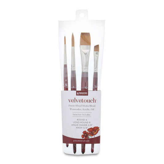 Princeton Velvetouch Series 3950 Synthetic Brushes, Professional Set of 4