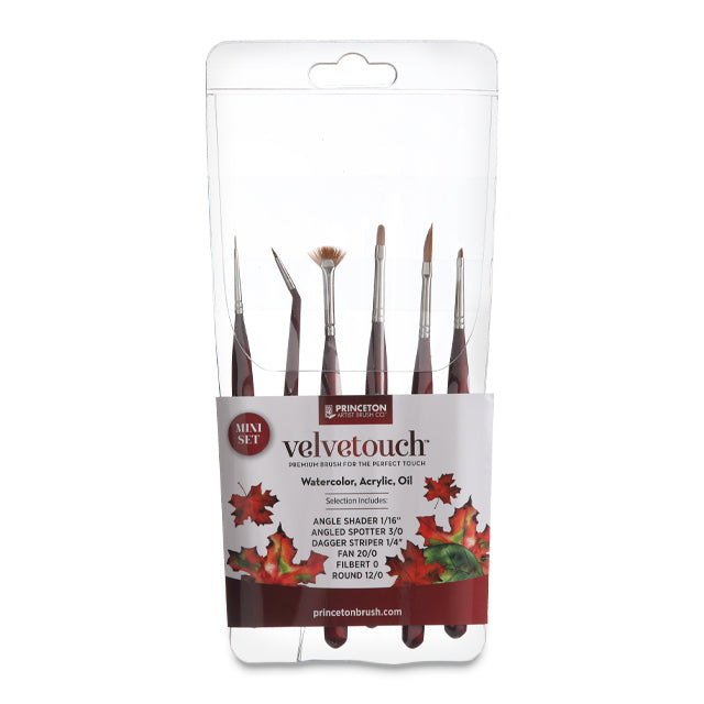 Princeton Velvetouch Series 3950 Synthetic Brushes, Professional Mini Set of 6