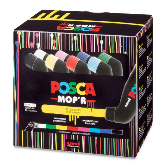 Posca Paint Marker - Assorted Colors Set of 8, Mop'r Round Tip