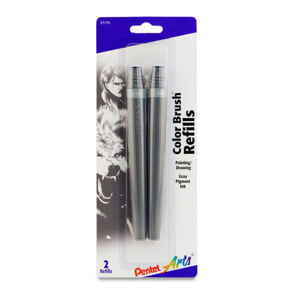 Pentel Arts Pigment Ink Brush Pen Refills - Gray, 2 Pack