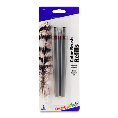 Pentel Arts Pigment Ink Brush Pen Refills - Sepia, 2 Pack