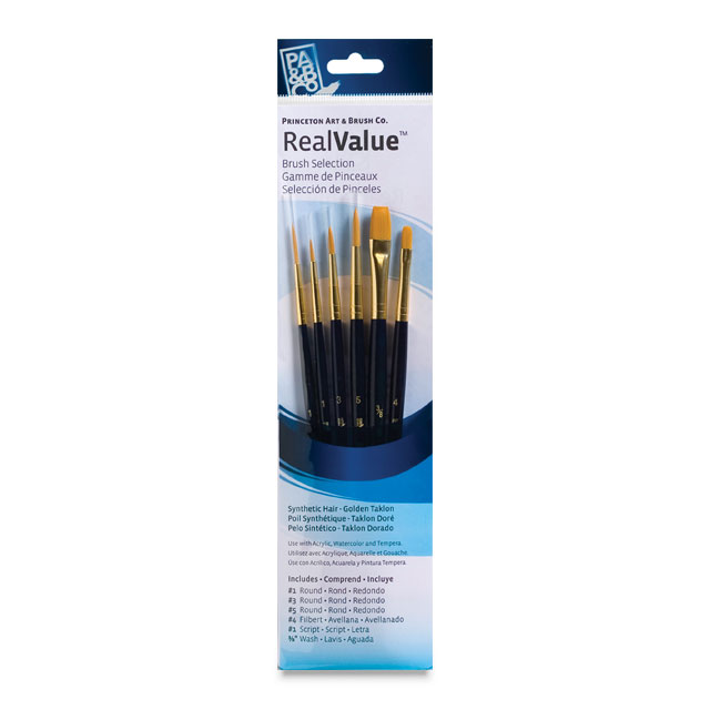 Set of 6 Golden Taklon Brushes (No. 9132)