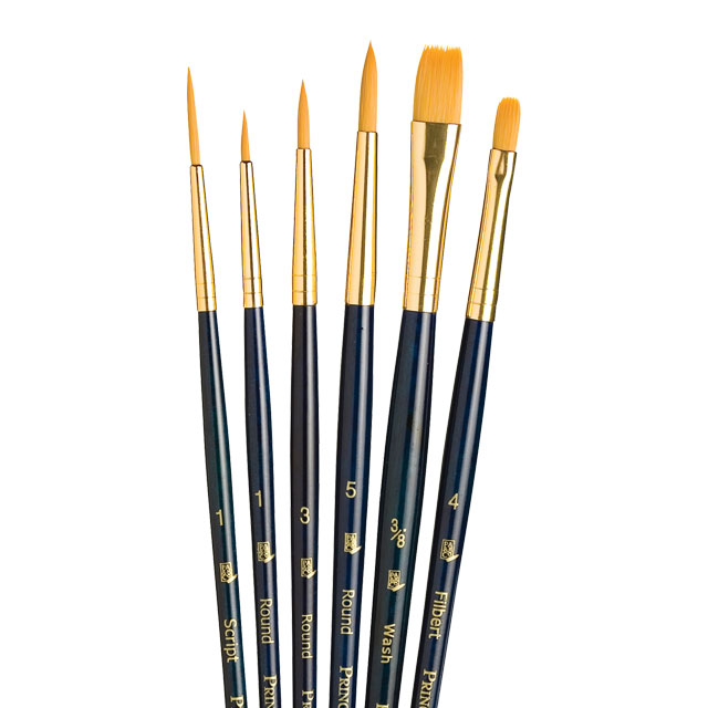 Set of 6 Golden Taklon Brushes (No. 9132)