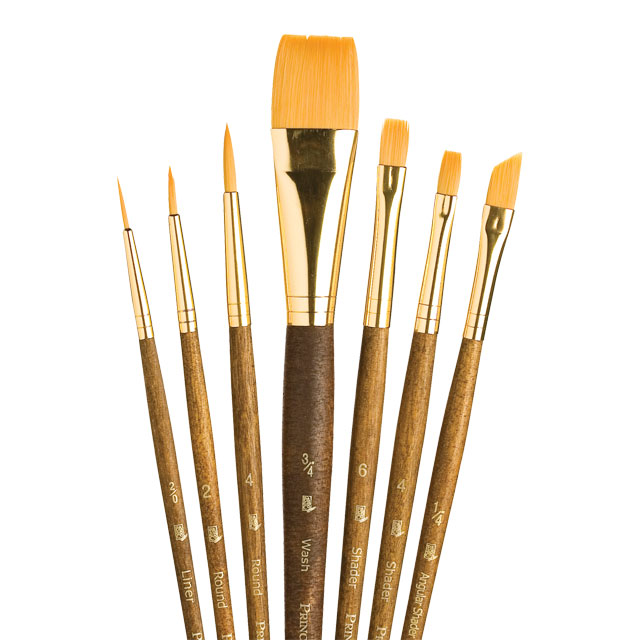 Set of 7 Golden Taklon Brushes (No. 9143)