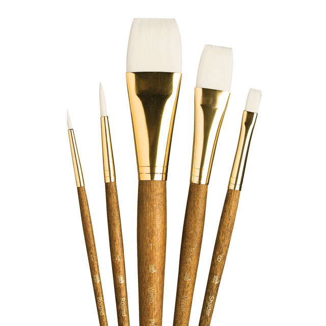 Set of 5 White Taklon Brushes (No. 9144)