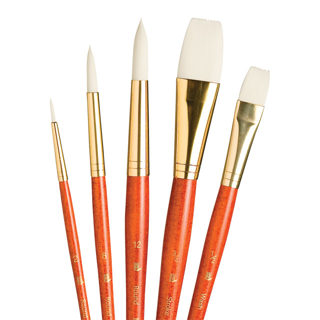 Set of 5 White Taklon Brushes (No. 9152)