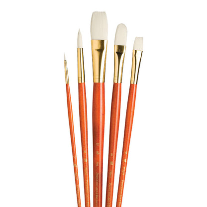 Set of 5 White Taklon Brushes (No. 9155)