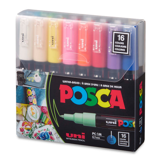 Posca Paint Marker - Basic Colors Set of 16, Extra Fine Tip