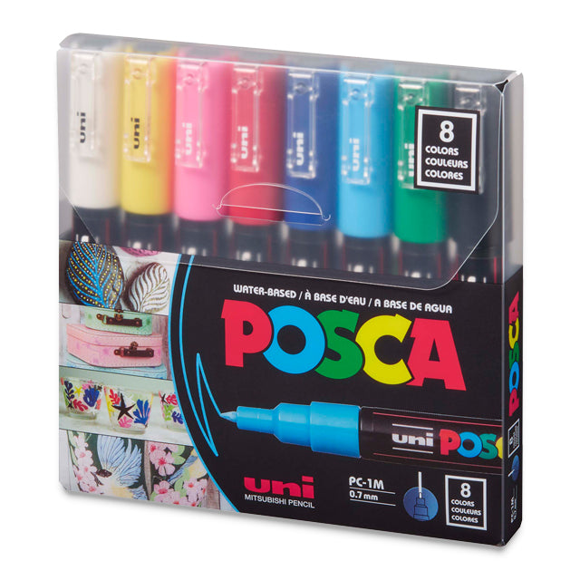 Posca Paint Marker - Basic Colors Set of 8, Extra Fine Tip