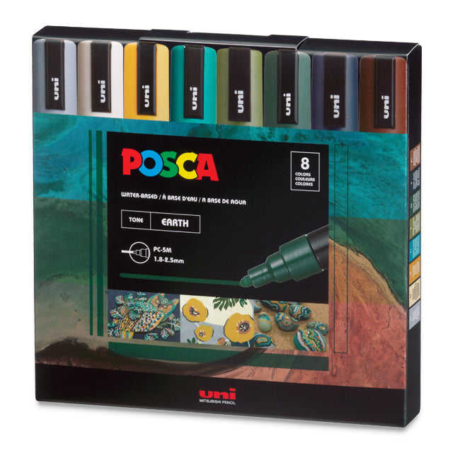 Posca Paint Marker - Earth Tone Colors Set of 8, Medium Tip