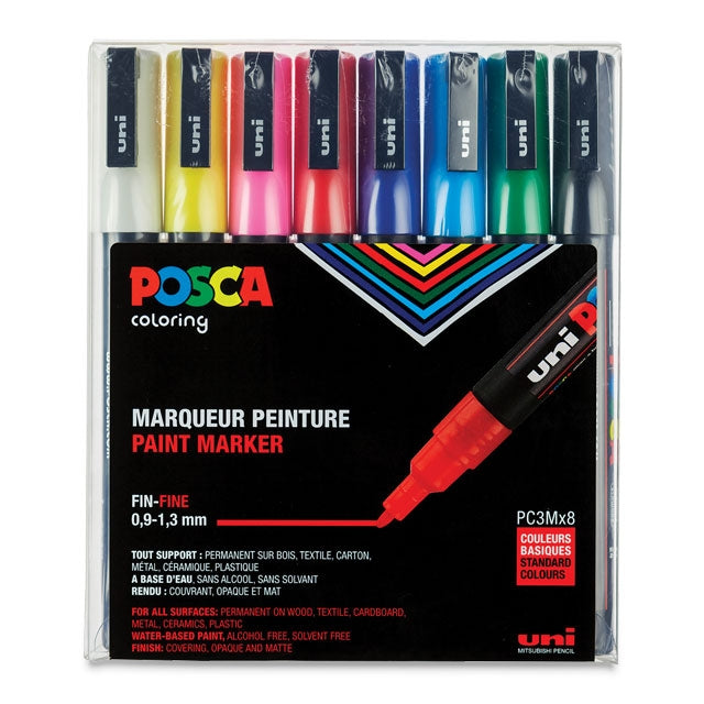 Paint Marker Basic Colors Set of 8, PC-3M Fine Tip