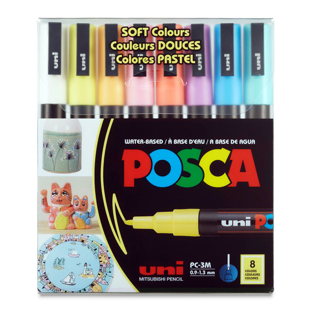 Paint Marker Soft Pastel Colors Set of 8, Fine Tip