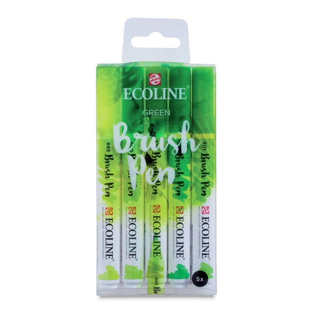 Watercolor Brush Pen, Green Hues Set of 5