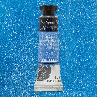 Sennelier French Artists' Watercolor - Iridescent Phthalo Blue, 10 ml