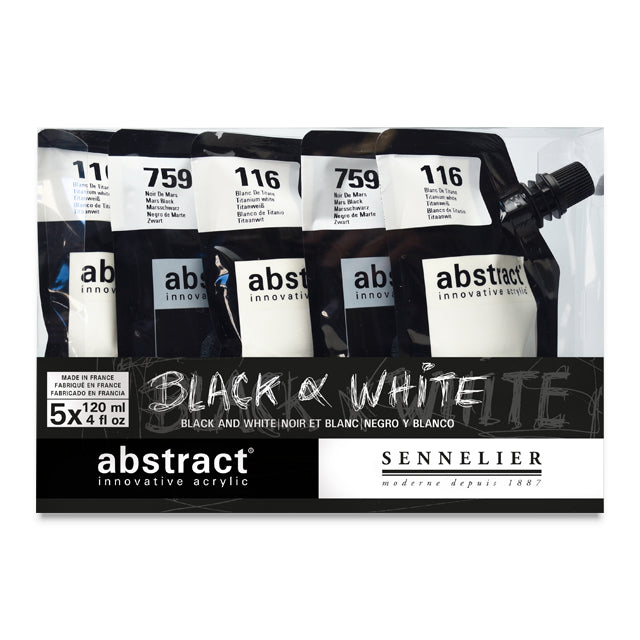 Abstract Acrylic Black & White 5 Set