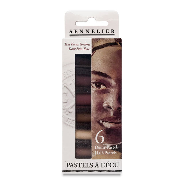 Soft Pastel Set of 6 - Dark Skin Tones, Half-Sticks