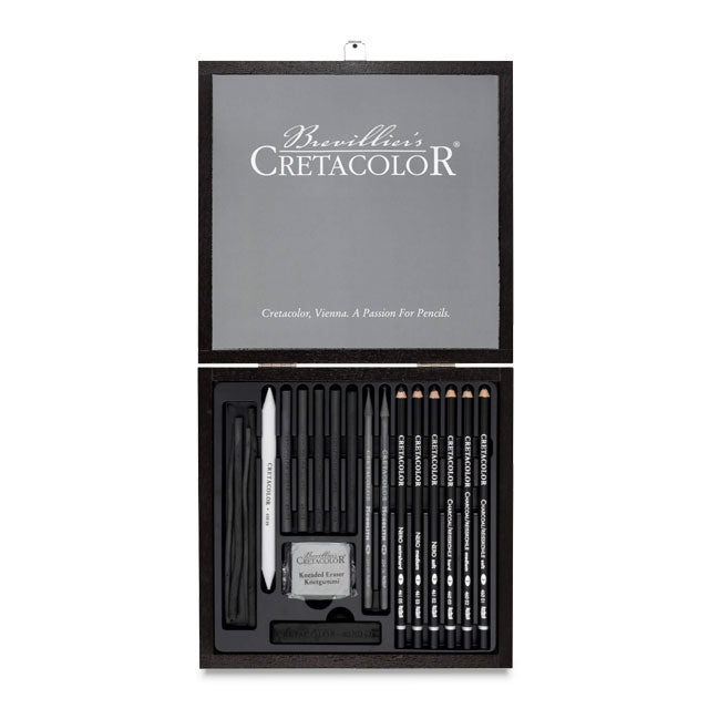 Cretacolor Black Box Charcoal Drawing Set - open