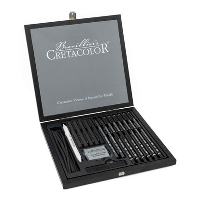 Cretacolor Black Box Charcoal Drawing Set - open