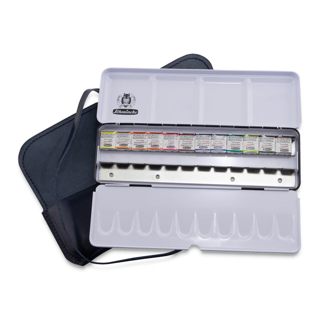 Horadam Aquarell Watercolor - Limited Edition Metal Set in Leather Case, Half Pan, Opened