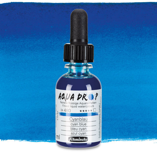 Schmincke Aqua Drop Liquid Watercolor - Cyan Blue, 30 ml