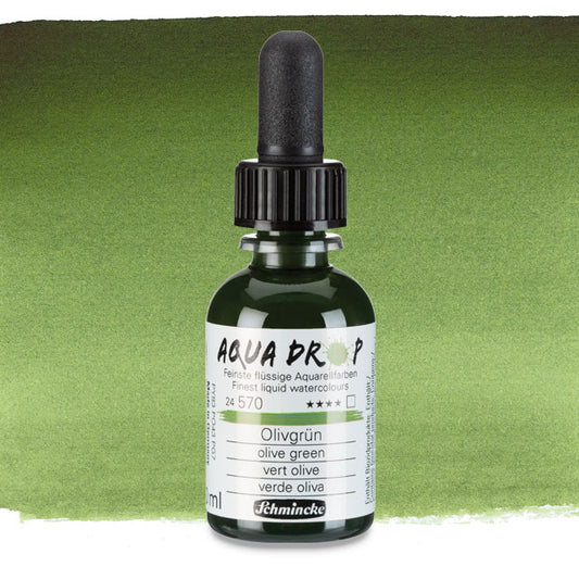 Schmincke Aqua Drop Liquid Watercolor - Olive Green, 30 ml