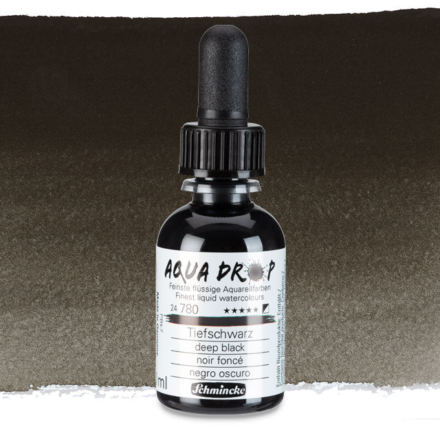 Schmincke Aqua Drop Liquid Watercolor - Deep Black, 30 ml