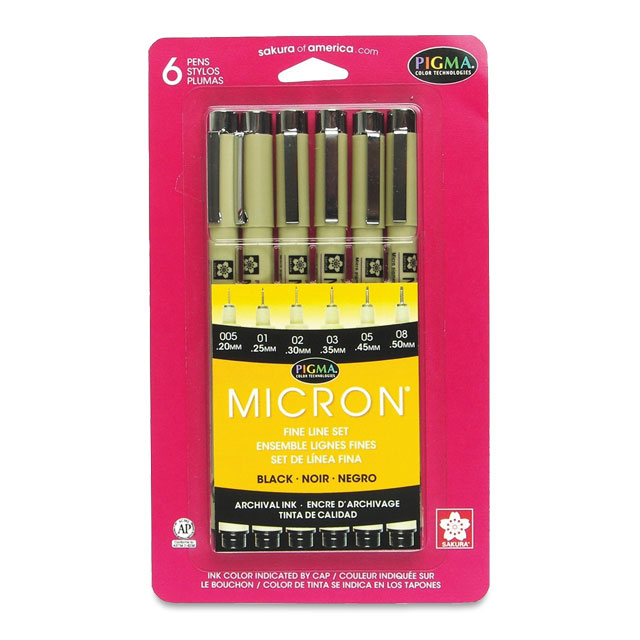 Pigma Micron, Set of 6 Point Sizes