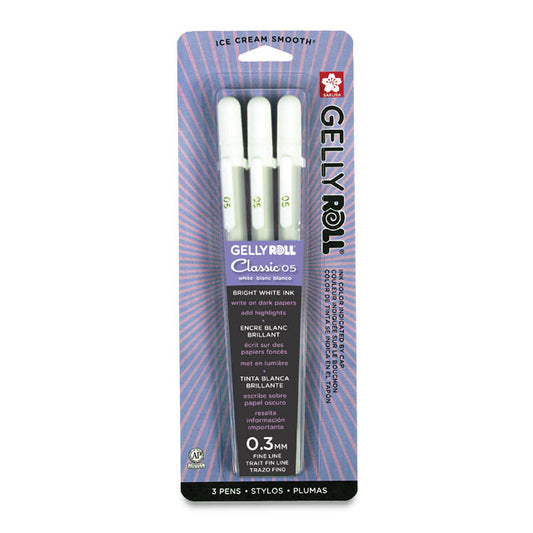 Gelly Roll Pen, White, Fine, Pkg. of 3