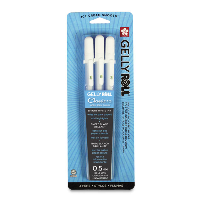 Gelly Roll Pen, White, Bold, Pkg. of 3