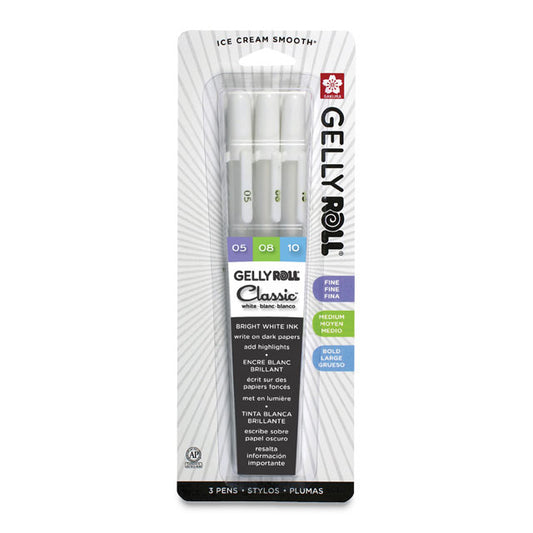 Gelly Roll Pen, White, Set of 3