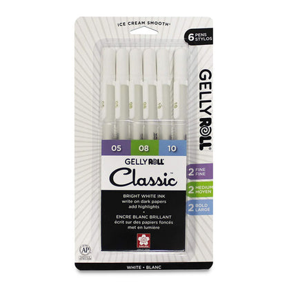 Gelly Roll Pens - White, Set of 6