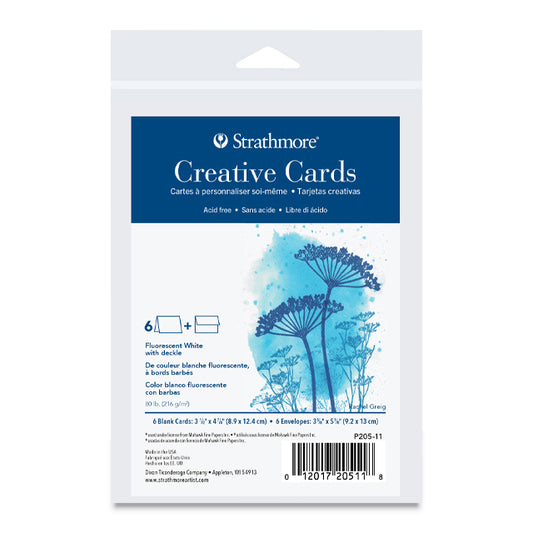 Strathmore Creative Cards and Envelopes - Fluorescent White Deckle, 4-7/8" × 3-1/2", 6 Pack