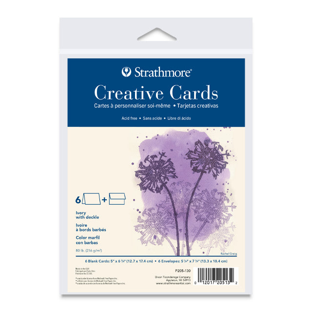 Strathmore Creative Cards and Envelopes - Ivory Deckle, 5" x 6-7/8", 6 Pack