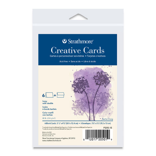 Strathmore Creative Cards and Envelopes - Ivory Deckle, 4-7/8" x 3-1/2", 6 Pack