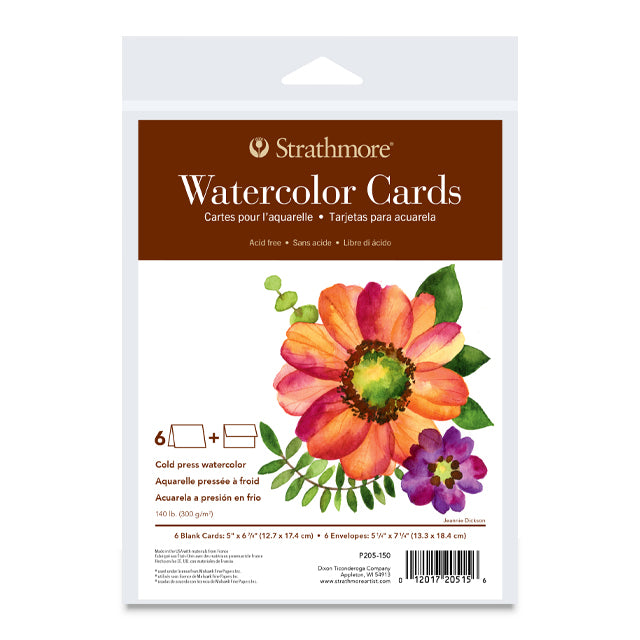 Watercolor Cards and Envelopes, 6 Pack