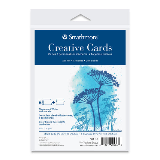 Strathmore Creative Cards and Envelopes - Fluorescent White Deckle, 5" x 6-7/8", 6 Pack