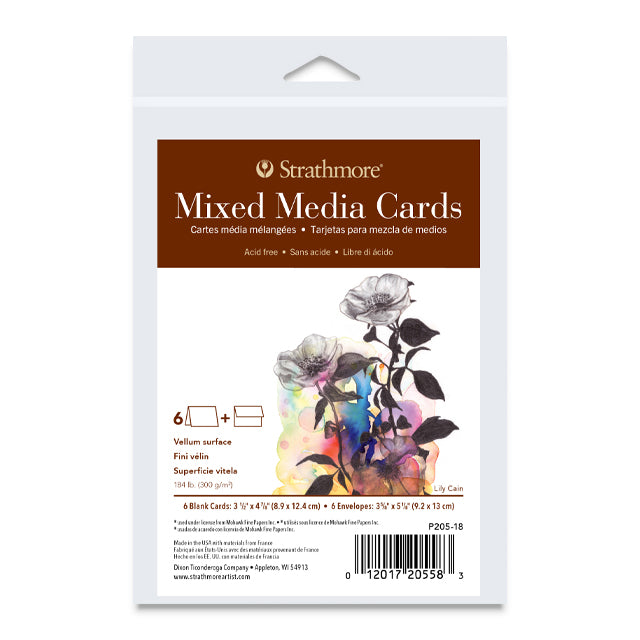 Strathmore 400 Series Mixed Media Cards - White, 3-1/2" x 4-7/8", 6 Pack