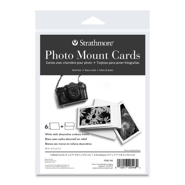 Strathmore Photo Mount Cards - Decorative Emboss, White, 6 pack