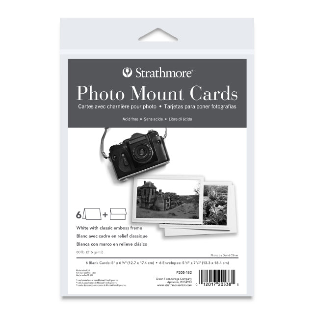 Strathmore Photo Mount Cards - Classic Emboss, White, 6 Pack