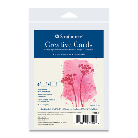 Strathmore Creative Cards and Envelopes - Palm Beach White Plain, 4-7/8" × 3-1/2", 6 Pack