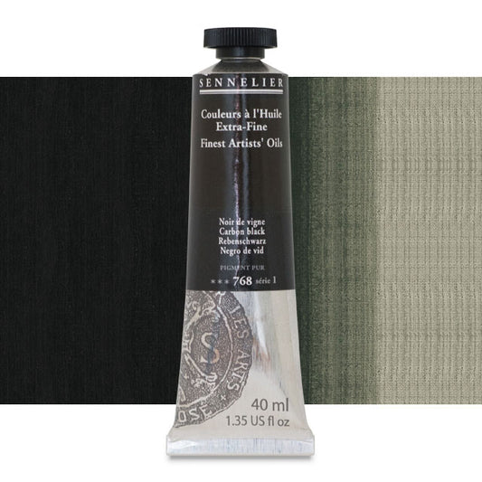 Sennelier Artists' Extra-Fine Oil, Carbon Black, 40 ml.