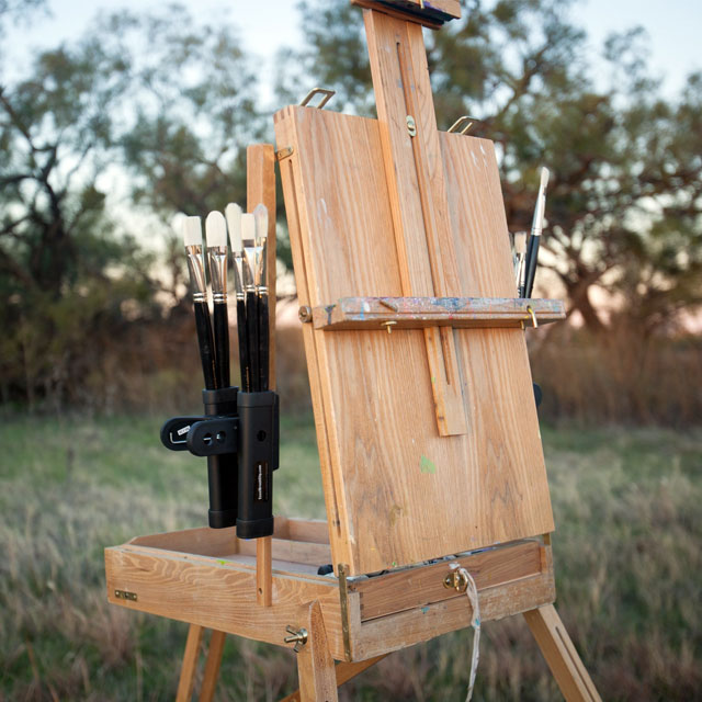 Easel Brush Clip Clipped onto a French Easel