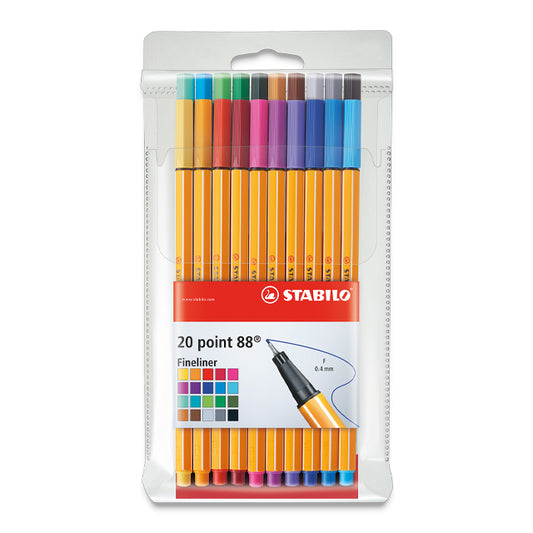 Stabilo Point 88 Fineliner Pen Set - Assorted Colors, Set of 20