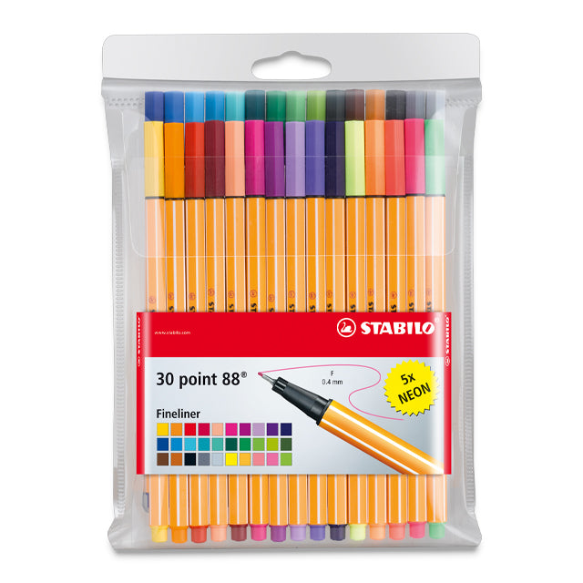 Stabilo Point 88 Fineliner Pen Set - Assorted Colors, Set of 30