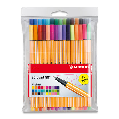 Stabilo Point 88 Fineliner Pen Set - Assorted Colors, Set of 30