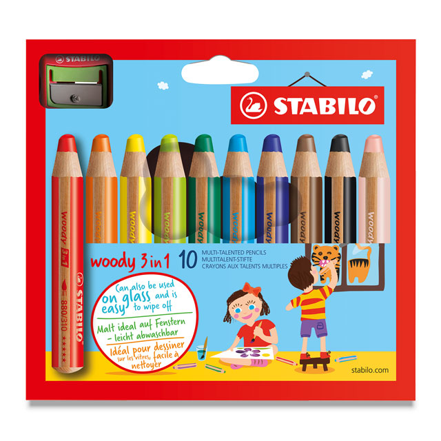 Woody 3 in 1 Colored Pencils - Set of 10